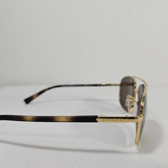 Coach Classic Aviator Sunglasses HC7061 - Gold Matte Dark Tortoise/Brown W/case - Picture 2 of 11